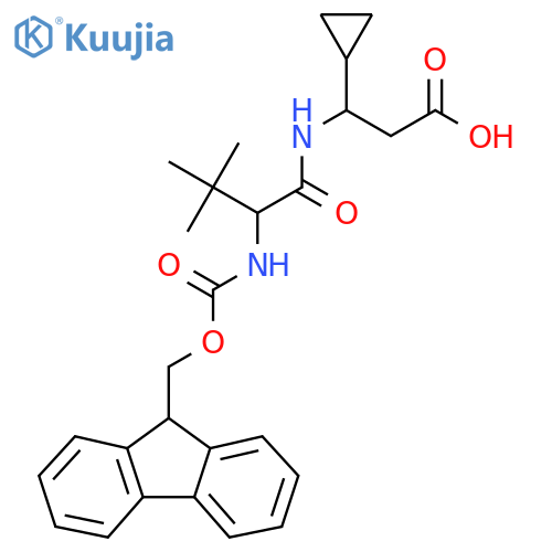 3-cyclopropyl-3-2-({(9H-fluoren-9-yl)methoxycarbonyl}amino)-3,3-dimethylbutanamidopropanoic acid structure