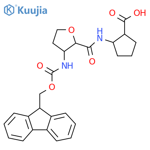 2-3-({(9H-fluoren-9-yl)methoxycarbonyl}amino)oxolane-2-amidocyclopentane-1-carboxylic acid structure