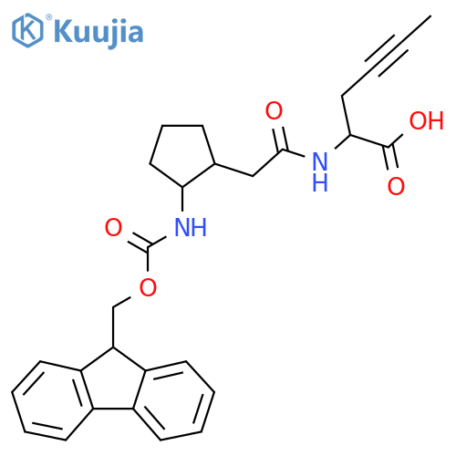 2-{2-2-({(9H-fluoren-9-yl)methoxycarbonyl}amino)cyclopentylacetamido}hex-4-ynoic acid structure