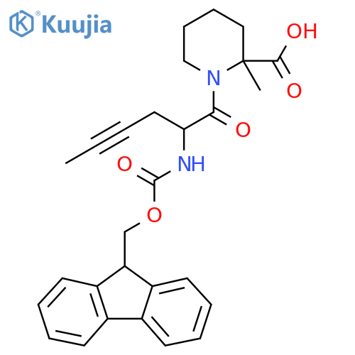 1-2-({(9H-fluoren-9-yl)methoxycarbonyl}amino)hex-4-ynoyl-2-methylpiperidine-2-carboxylic acid structure