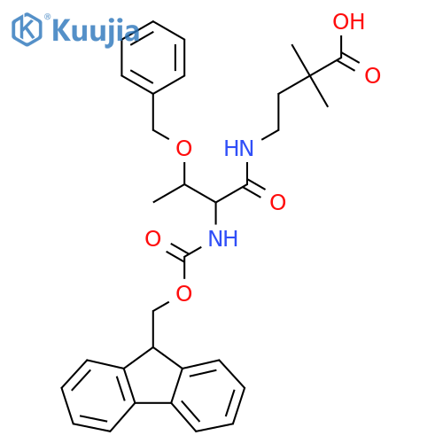 4-3-(benzyloxy)-2-({(9H-fluoren-9-yl)methoxycarbonyl}amino)butanamido-2,2-dimethylbutanoic acid structure