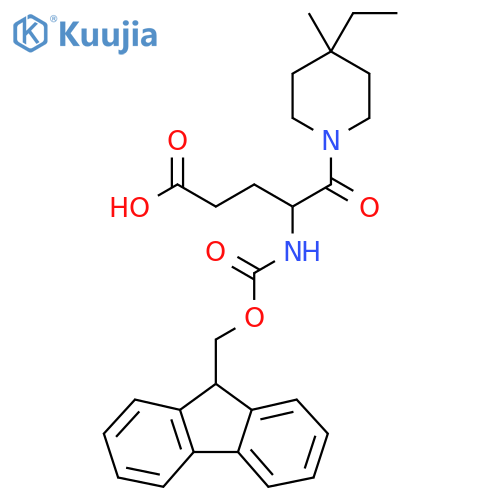 5-(4-ethyl-4-methylpiperidin-1-yl)-4-({(9H-fluoren-9-yl)methoxycarbonyl}amino)-5-oxopentanoic acid structure