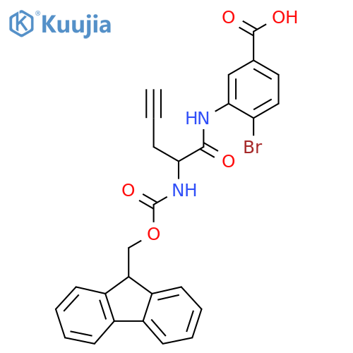 4-bromo-3-2-({(9H-fluoren-9-yl)methoxycarbonyl}amino)pent-4-ynamidobenzoic acid structure