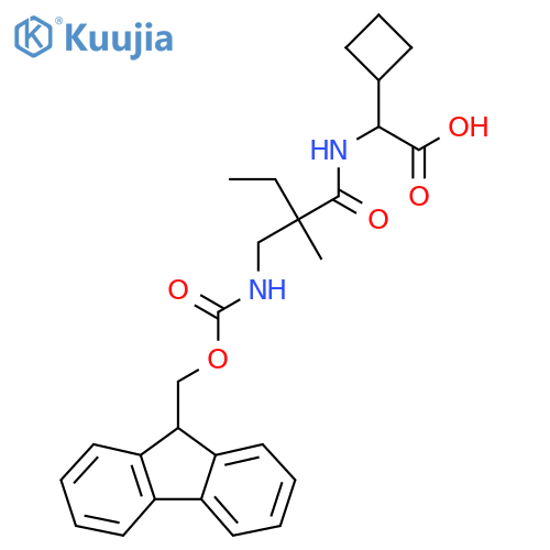 2-cyclobutyl-2-{2-({(9H-fluoren-9-yl)methoxycarbonyl}amino)methyl-2-methylbutanamido}acetic acid structure