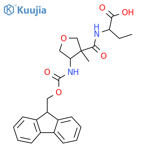 2-{4-({(9H-fluoren-9-yl)methoxycarbonyl}amino)-3-methyloxolan-3-ylformamido}butanoic acid structure