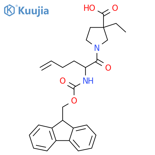 3-ethyl-1-2-({(9H-fluoren-9-yl)methoxycarbonyl}amino)hex-5-enoylpyrrolidine-3-carboxylic acid structure