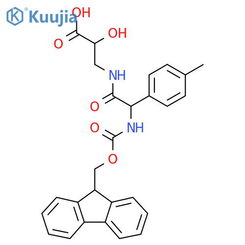 3-2-({(9H-fluoren-9-yl)methoxycarbonyl}amino)-2-(4-methylphenyl)acetamido-2-hydroxypropanoic acid structure