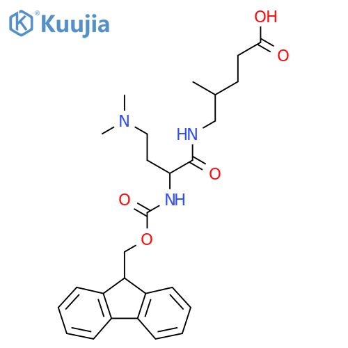 5-4-(dimethylamino)-2-({(9H-fluoren-9-yl)methoxycarbonyl}amino)butanamido-4-methylpentanoic acid structure
