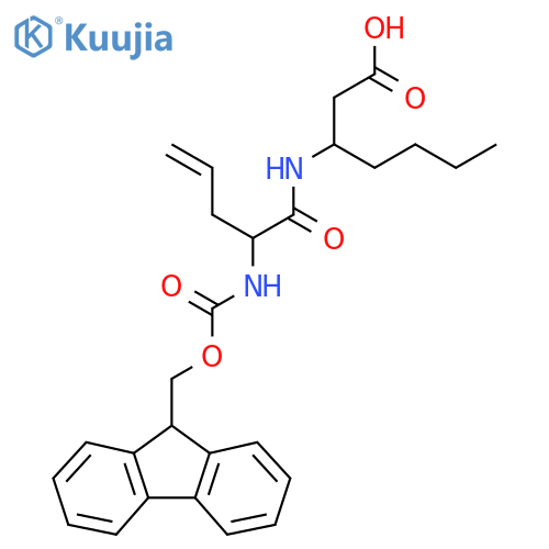 3-2-({(9H-fluoren-9-yl)methoxycarbonyl}amino)pent-4-enamidoheptanoic acid structure