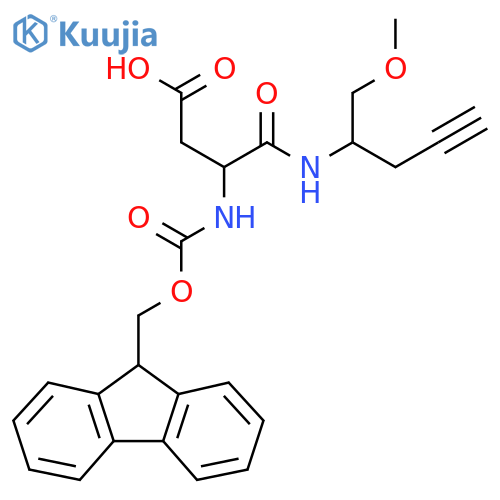 3-({(9H-fluoren-9-yl)methoxycarbonyl}amino)-3-(1-methoxypent-4-yn-2-yl)carbamoylpropanoic acid structure