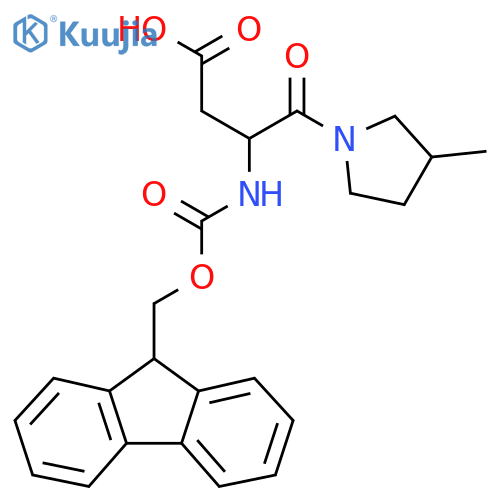 3-({(9H-fluoren-9-yl)methoxycarbonyl}amino)-4-(3-methylpyrrolidin-1-yl)-4-oxobutanoic acid structure