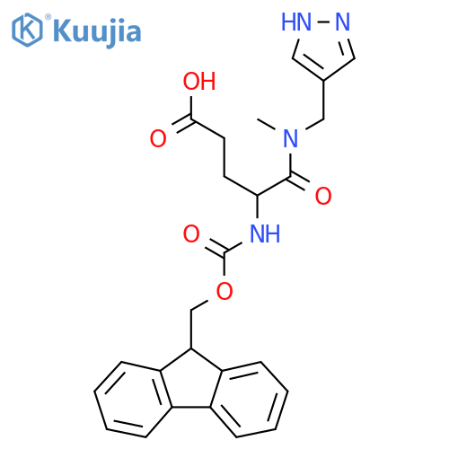 4-({(9H-fluoren-9-yl)methoxycarbonyl}amino)-4-{methyl(1H-pyrazol-4-yl)methylcarbamoyl}butanoic acid structure