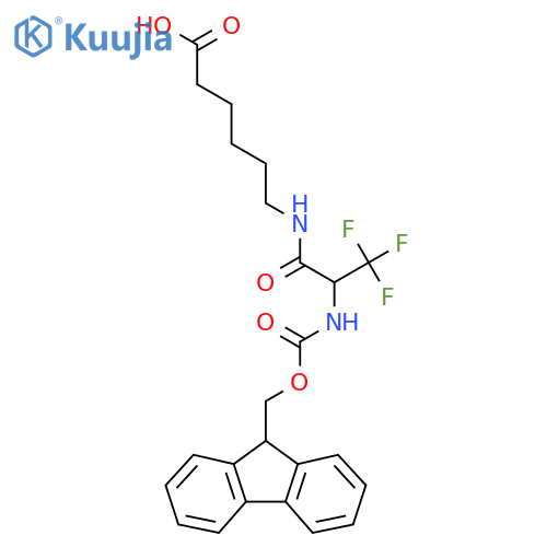 6-2-({(9H-fluoren-9-yl)methoxycarbonyl}amino)-3,3,3-trifluoropropanamidohexanoic acid structure