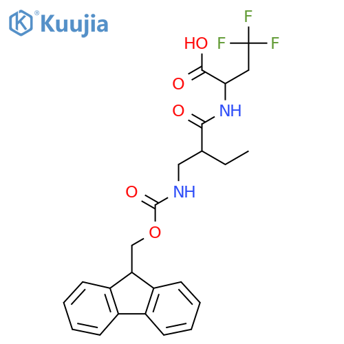 2-{2-({(9H-fluoren-9-yl)methoxycarbonyl}amino)methylbutanamido}-4,4,4-trifluorobutanoic acid structure