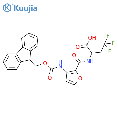 2-{3-({(9H-fluoren-9-yl)methoxycarbonyl}amino)furan-2-ylformamido}-4,4,4-trifluorobutanoic acid structure