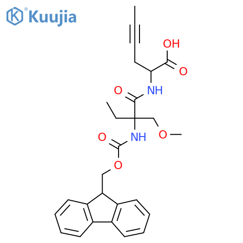 2-2-({(9H-fluoren-9-yl)methoxycarbonyl}amino)-2-(methoxymethyl)butanamidohex-4-ynoic acid structure