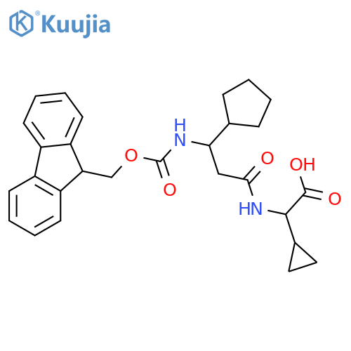 2-3-cyclopentyl-3-({(9H-fluoren-9-yl)methoxycarbonyl}amino)propanamido-2-cyclopropylacetic acid structure