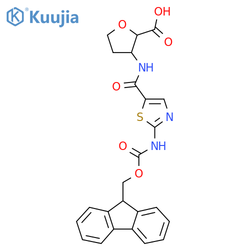 3-2-({(9H-fluoren-9-yl)methoxycarbonyl}amino)-1,3-thiazole-5-amidooxolane-2-carboxylic acid structure