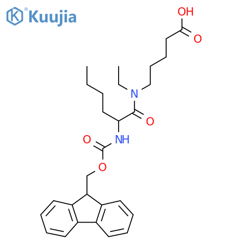 5-N-ethyl-2-({(9H-fluoren-9-yl)methoxycarbonyl}amino)hexanamidopentanoic acid structure