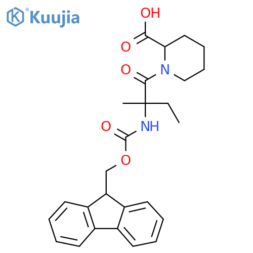 1-2-({(9H-fluoren-9-yl)methoxycarbonyl}amino)-2-methylbutanoylpiperidine-2-carboxylic acid structure