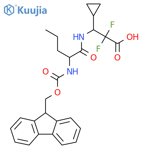 3-cyclopropyl-3-2-({(9H-fluoren-9-yl)methoxycarbonyl}amino)pentanamido-2,2-difluoropropanoic acid structure