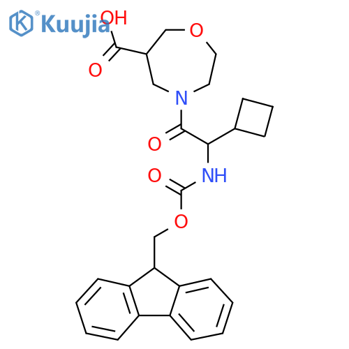 4-2-cyclobutyl-2-({(9H-fluoren-9-yl)methoxycarbonyl}amino)acetyl-1,4-oxazepane-6-carboxylic acid structure