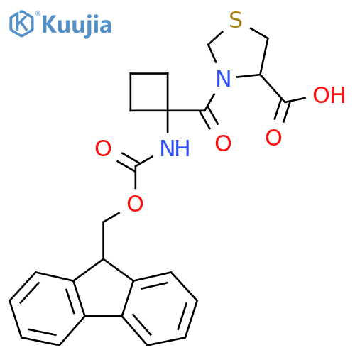 3-1-({(9H-fluoren-9-yl)methoxycarbonyl}amino)cyclobutanecarbonyl-1,3-thiazolidine-4-carboxylic acid structure