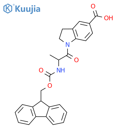 1-2-({(9H-fluoren-9-yl)methoxycarbonyl}amino)propanoyl-2,3-dihydro-1H-indole-5-carboxylic acid structure