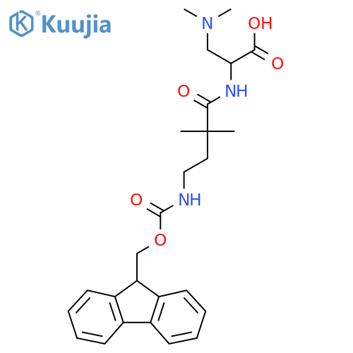 3-(dimethylamino)-2-4-({(9H-fluoren-9-yl)methoxycarbonyl}amino)-2,2-dimethylbutanamidopropanoic acid structure