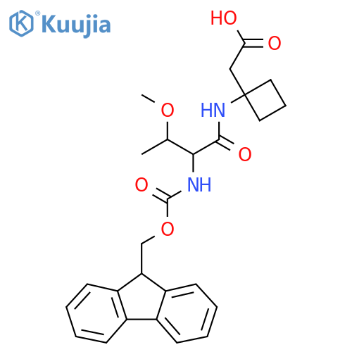 2-{1-2-({(9H-fluoren-9-yl)methoxycarbonyl}amino)-3-methoxybutanamidocyclobutyl}acetic acid structure