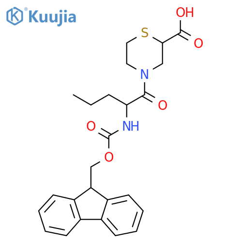 4-2-({(9H-fluoren-9-yl)methoxycarbonyl}amino)pentanoylthiomorpholine-2-carboxylic acid structure