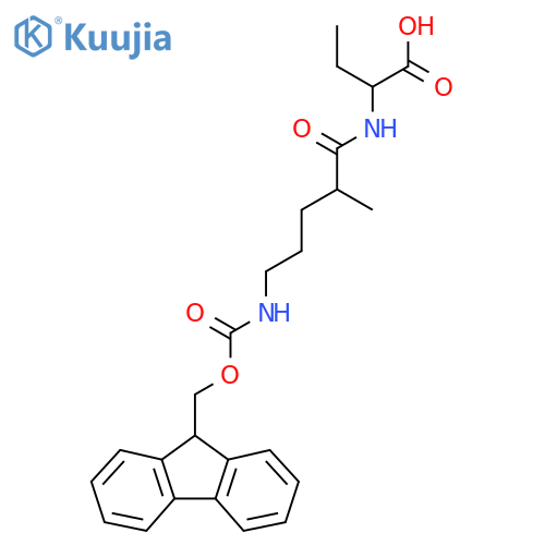2-5-({(9H-fluoren-9-yl)methoxycarbonyl}amino)-2-methylpentanamidobutanoic acid structure