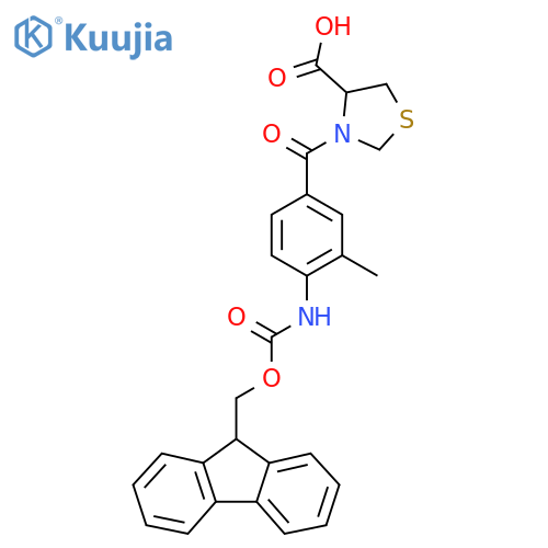3-4-({(9H-fluoren-9-yl)methoxycarbonyl}amino)-3-methylbenzoyl-1,3-thiazolidine-4-carboxylic acid structure