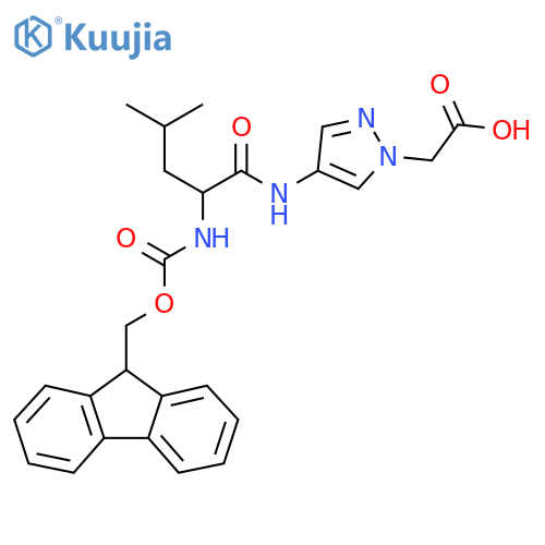 2-{4-2-({(9H-fluoren-9-yl)methoxycarbonyl}amino)-4-methylpentanamido-1H-pyrazol-1-yl}acetic acid structure