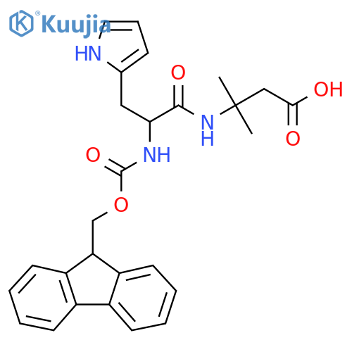 3-2-({(9H-fluoren-9-yl)methoxycarbonyl}amino)-3-(1H-pyrrol-2-yl)propanamido-3-methylbutanoic acid structure