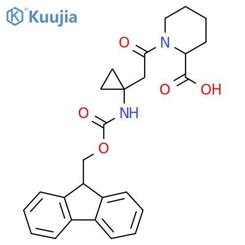1-{2-1-({(9H-fluoren-9-yl)methoxycarbonyl}amino)cyclopropylacetyl}piperidine-2-carboxylic acid structure