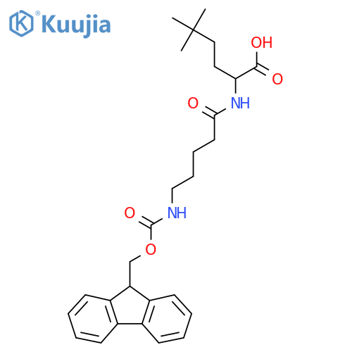 2-5-({(9H-fluoren-9-yl)methoxycarbonyl}amino)pentanamido-5,5-dimethylhexanoic acid structure