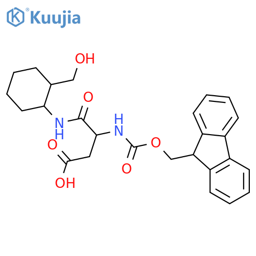 3-({(9H-fluoren-9-yl)methoxycarbonyl}amino)-3-{2-(hydroxymethyl)cyclohexylcarbamoyl}propanoic acid structure