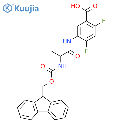 5-2-({(9H-fluoren-9-yl)methoxycarbonyl}amino)propanamido-2,4-difluorobenzoic acid structure