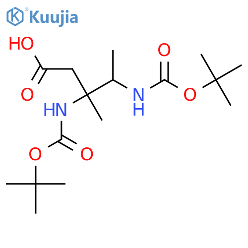 3,4-bis({(tert-butoxy)carbonylamino})-3-methylpentanoic acid structure