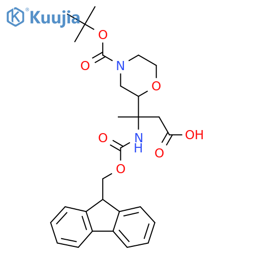 3-{4-(tert-butoxy)carbonylmorpholin-2-yl}-3-({(9H-fluoren-9-yl)methoxycarbonyl}amino)butanoic acid structure