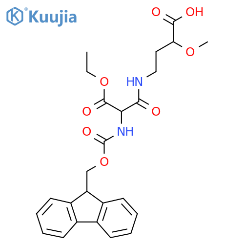 4-2-(ethyl carboxy)-2-({(9H-fluoren-9-yl)methoxycarbonyl}amino)acetamido-2-methoxybutanoic acid structure
