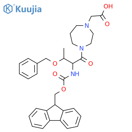 2-{4-3-(benzyloxy)-2-({(9H-fluoren-9-yl)methoxycarbonyl}amino)butanoyl-1,4-diazepan-1-yl}acetic acid structure