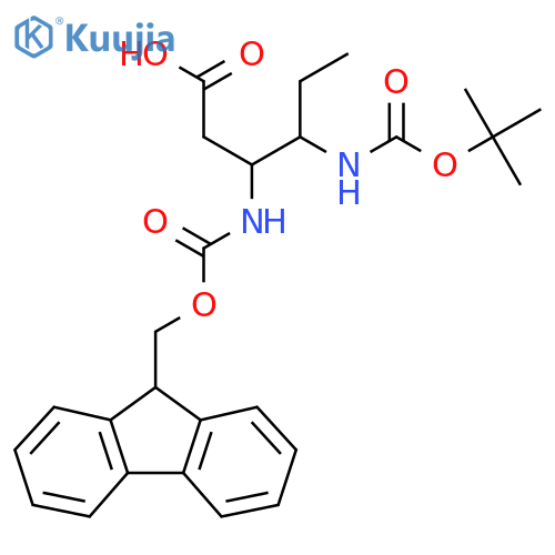 4-{(tert-butoxy)carbonylamino}-3-({(9H-fluoren-9-yl)methoxycarbonyl}amino)hexanoic acid structure