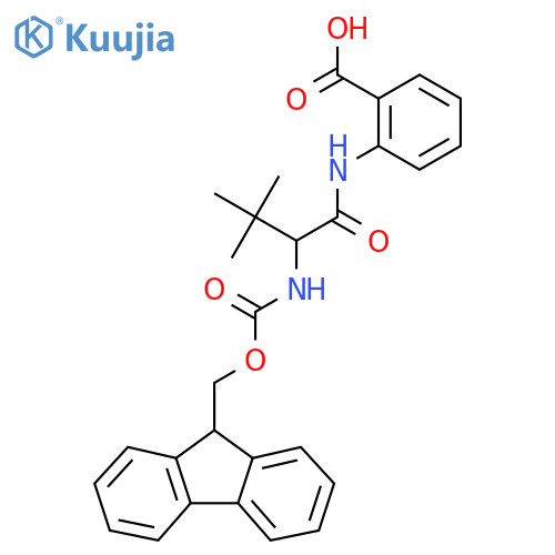 2-2-({(9H-fluoren-9-yl)methoxycarbonyl}amino)-3,3-dimethylbutanamidobenzoic acid structure