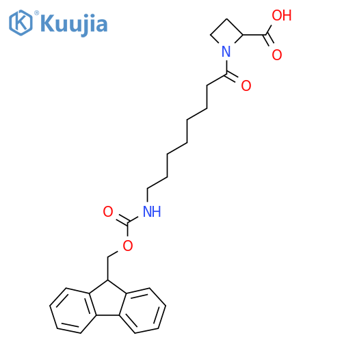 1-8-({(9H-fluoren-9-yl)methoxycarbonyl}amino)octanoylazetidine-2-carboxylic acid structure