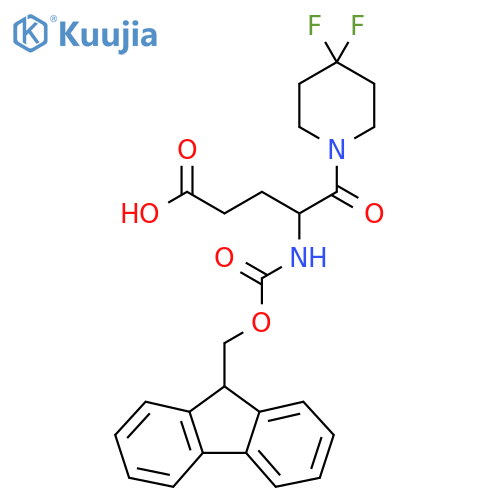 5-(4,4-difluoropiperidin-1-yl)-4-({(9H-fluoren-9-yl)methoxycarbonyl}amino)-5-oxopentanoic acid structure