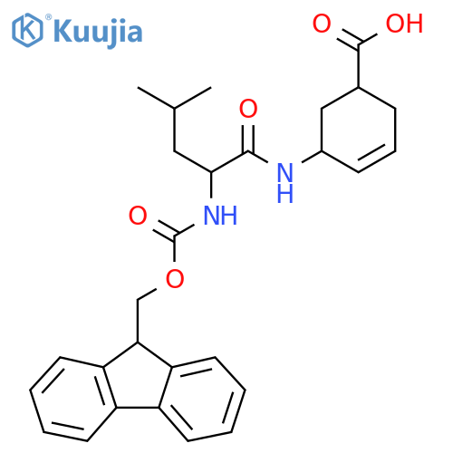 5-2-({(9H-fluoren-9-yl)methoxycarbonyl}amino)-4-methylpentanamidocyclohex-3-ene-1-carboxylic acid structure
