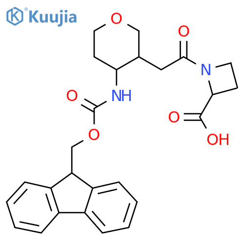 1-{2-4-({(9H-fluoren-9-yl)methoxycarbonyl}amino)oxan-3-ylacetyl}azetidine-2-carboxylic acid structure
