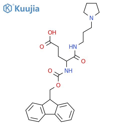 4-({(9H-fluoren-9-yl)methoxycarbonyl}amino)-4-{3-(pyrrolidin-1-yl)propylcarbamoyl}butanoic acid structure